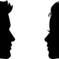 Man and woman silhouette face to face - vector Royalty Free Stock Photo